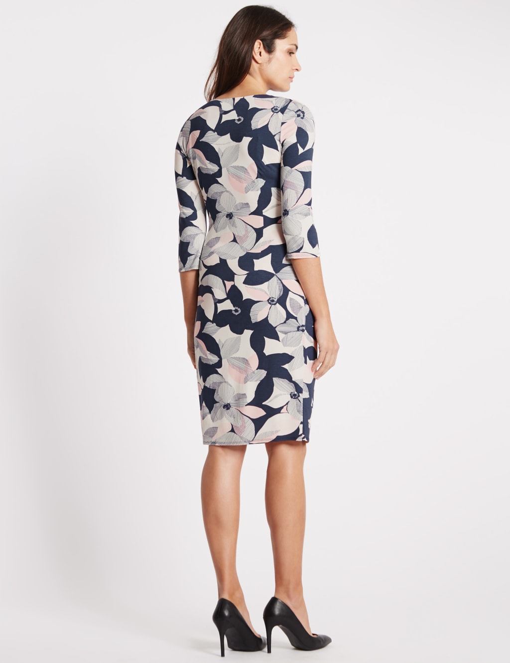 Floral Print 3/4 Sleeve Shift Dress 3 of 4
