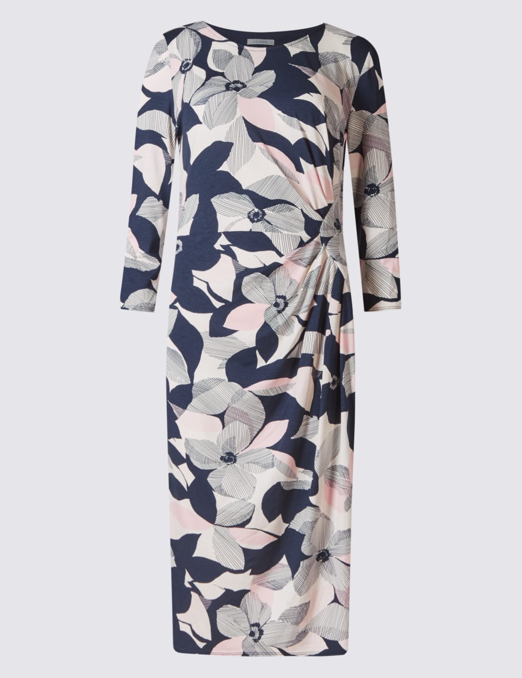 Floral Print 3/4 Sleeve Shift Dress 2 of 4