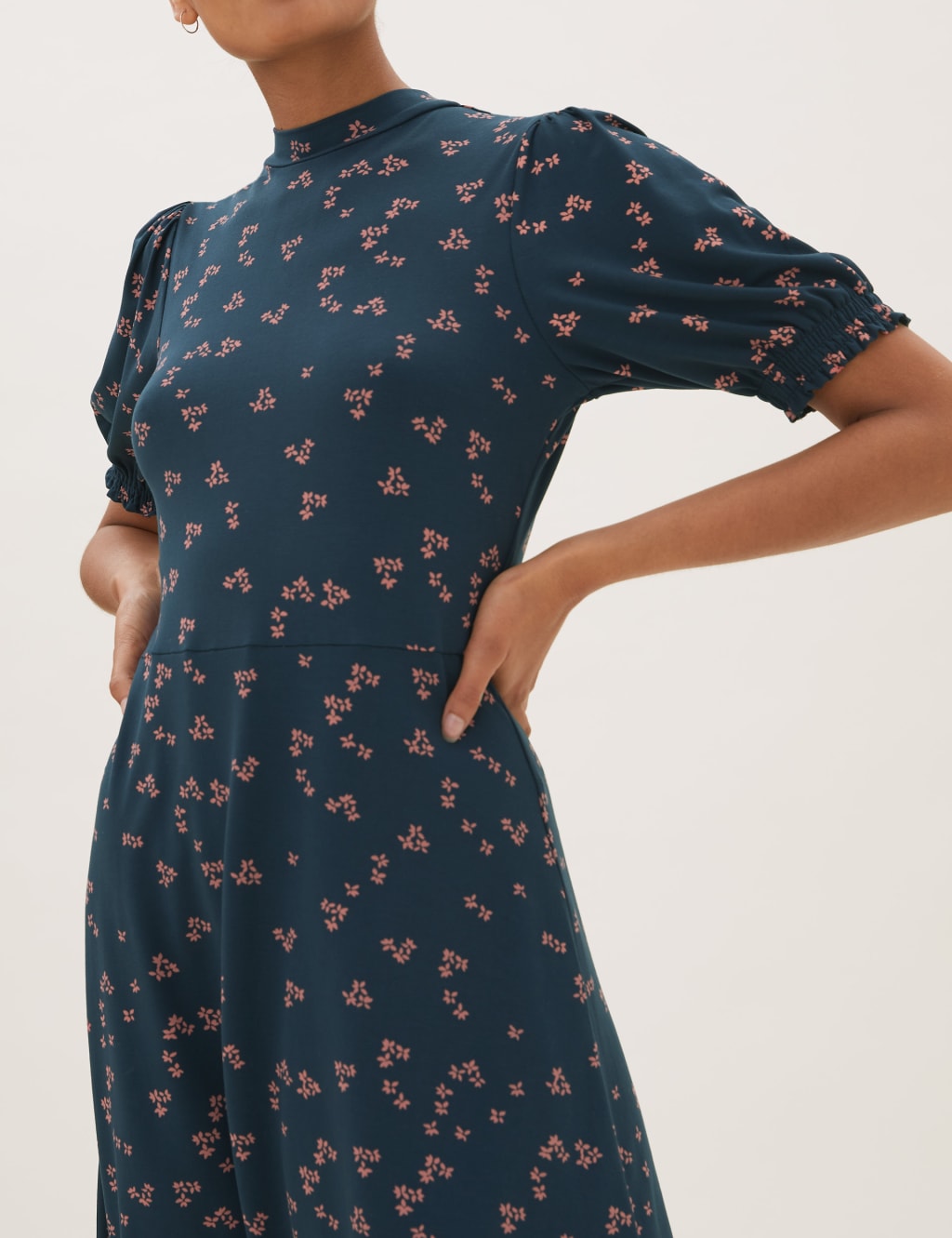 Jersey Floral Knee Length Skater Dress M S Collection M S