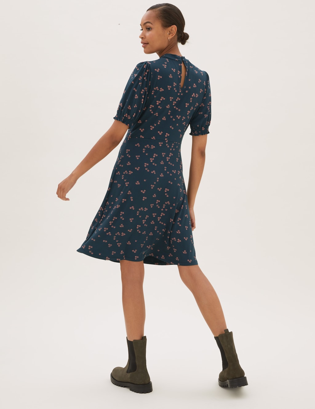 Jersey Floral Knee Length Skater Dress M S Collection M S