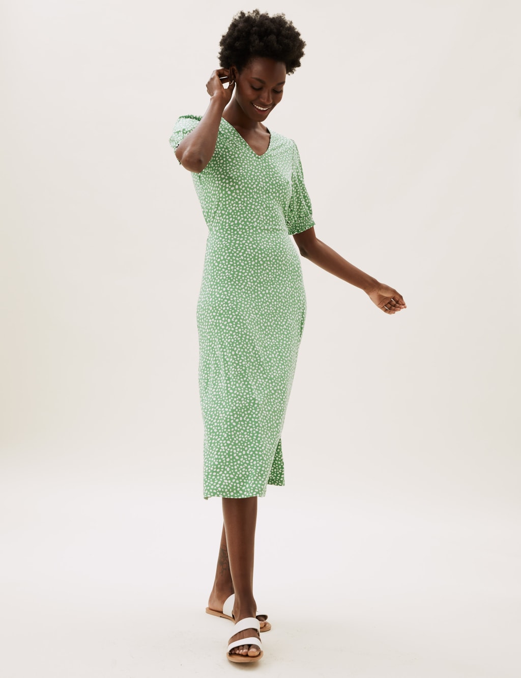 Jersey Printed V-Neck Midi Tea Dress 3 of 6
