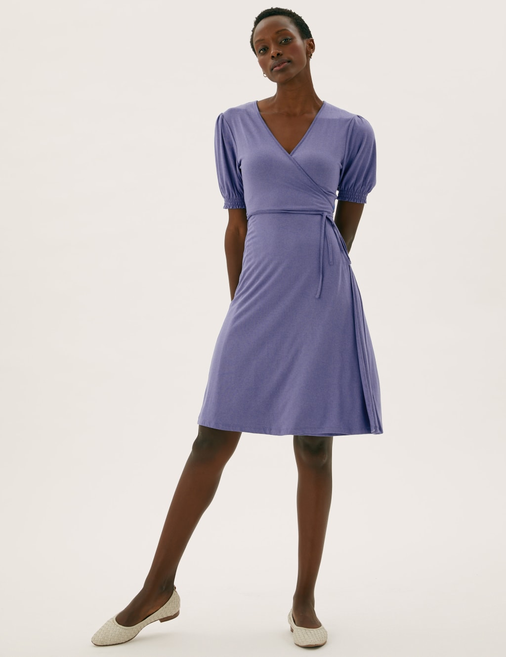 V neck draped jersey bridesmaid dress sale