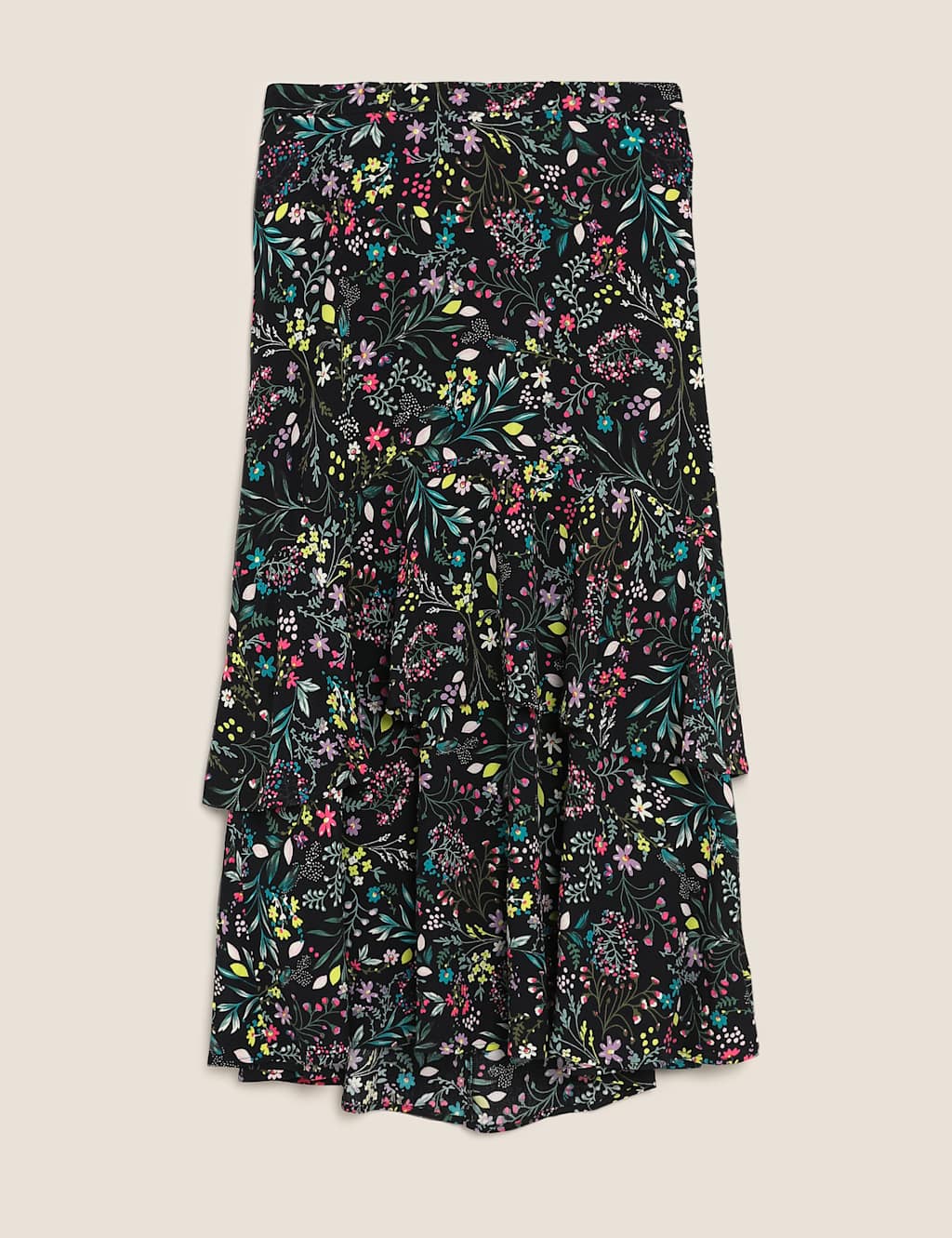 Floral Frill Detail Midi Tiered Skirt 2 of 4