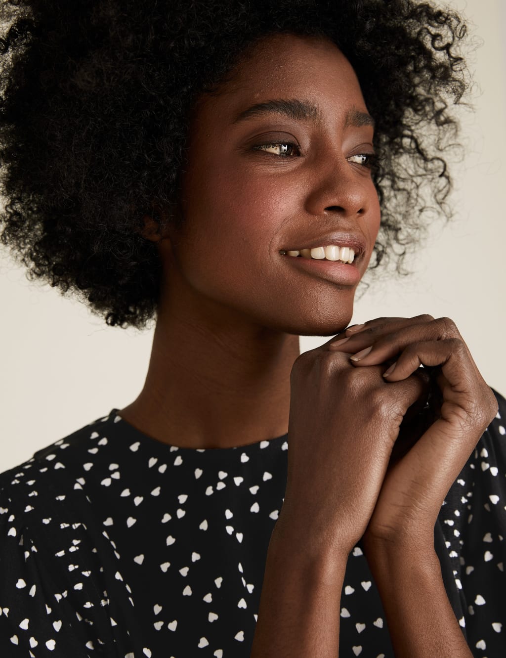 Heart Print Round Neck Mini Waisted Dress 3 of 5