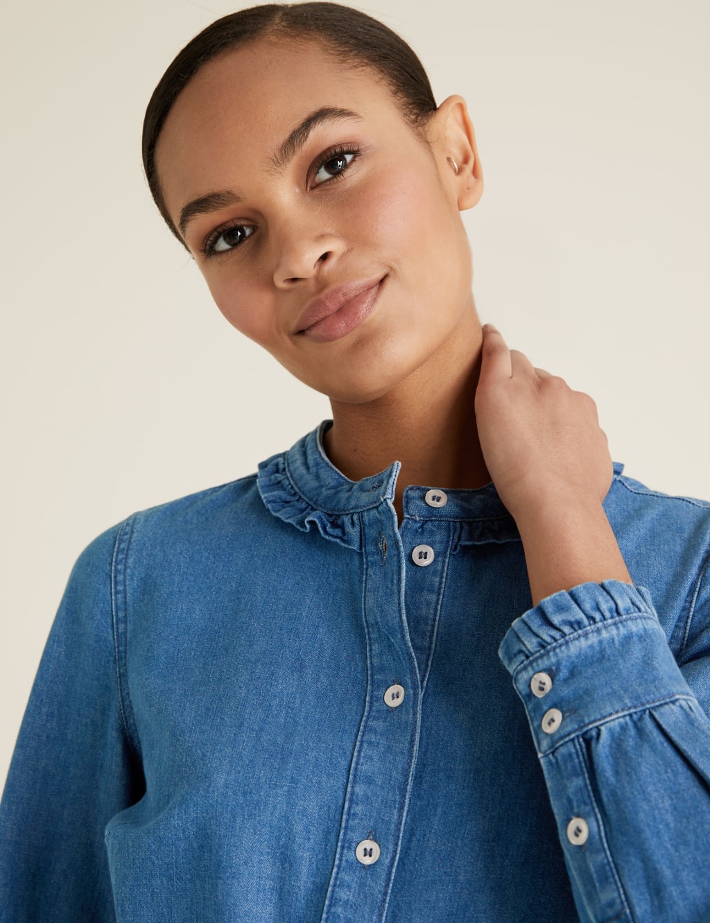 Denim Belted Midi Shirt Dress 5 of 9