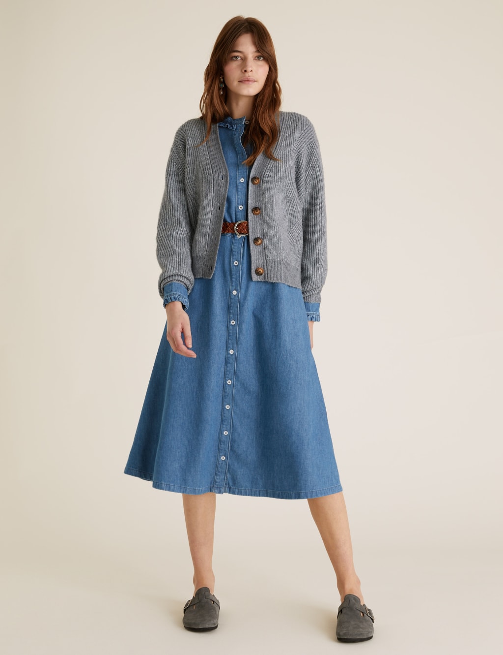 Denim Belted Midi Shirt Dress 9 of 9