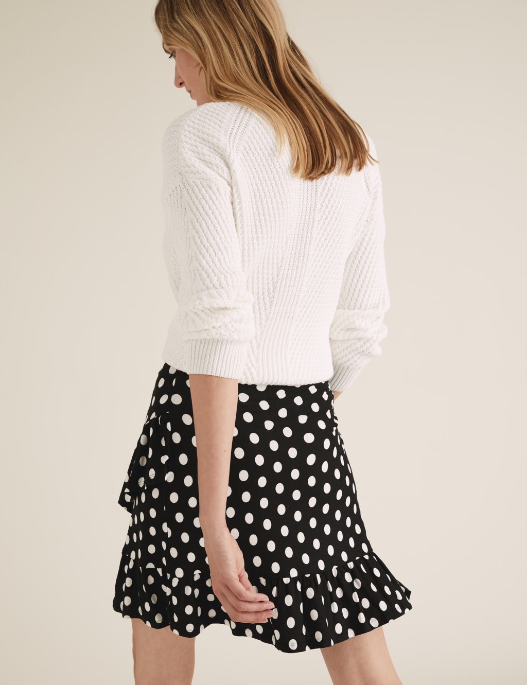 Jersey Polka Dot Ruffle Mini Wrap Skirt 3 of 4