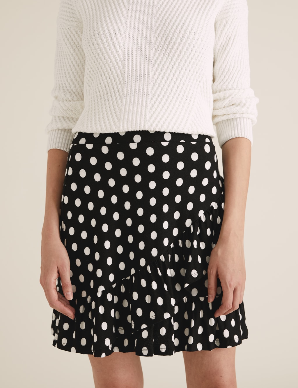 Jersey Polka Dot Ruffle Mini Wrap Skirt 4 of 4