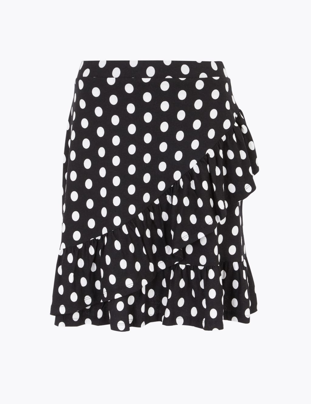 Jersey Polka Dot Ruffle Mini Wrap Skirt 2 of 4