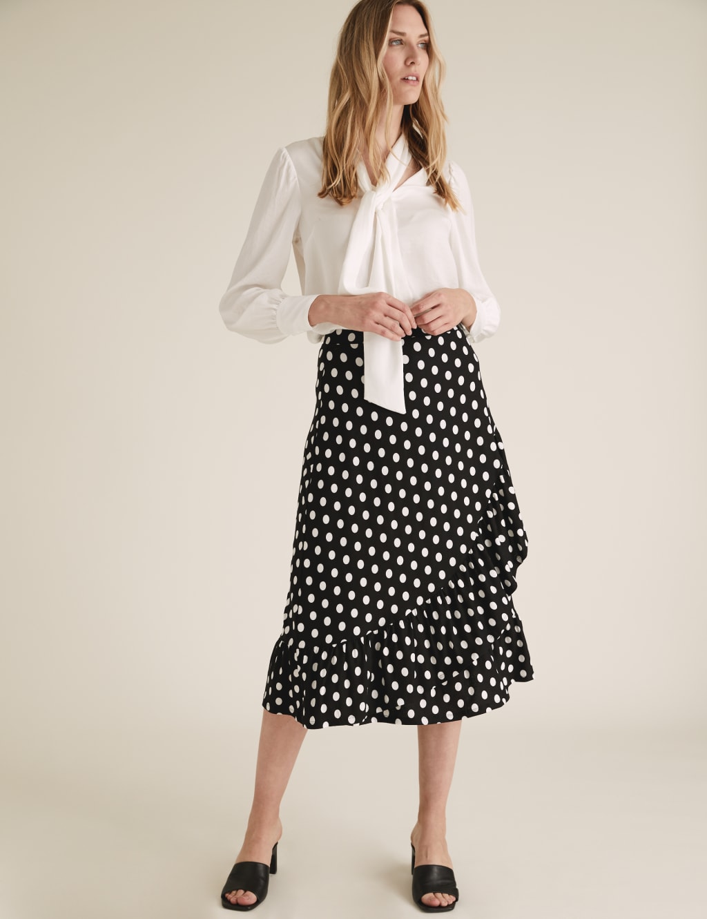 Jersey Polka Dot Ruffle Midi Wrap Skirt M S Collection M S