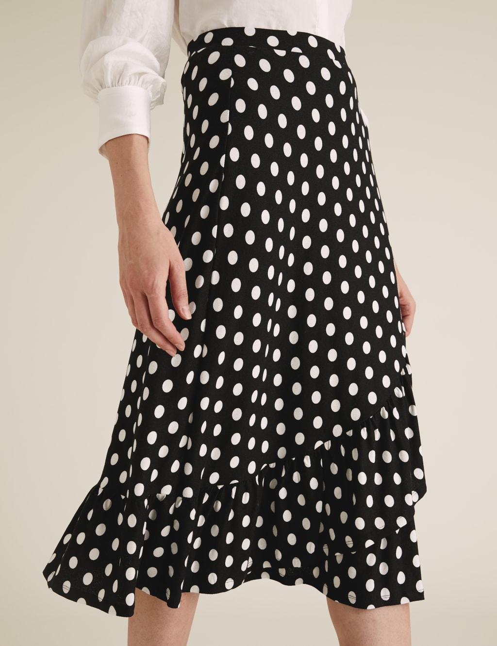 Jersey Polka Dot Ruffle Midi Wrap Skirt M S Collection M S