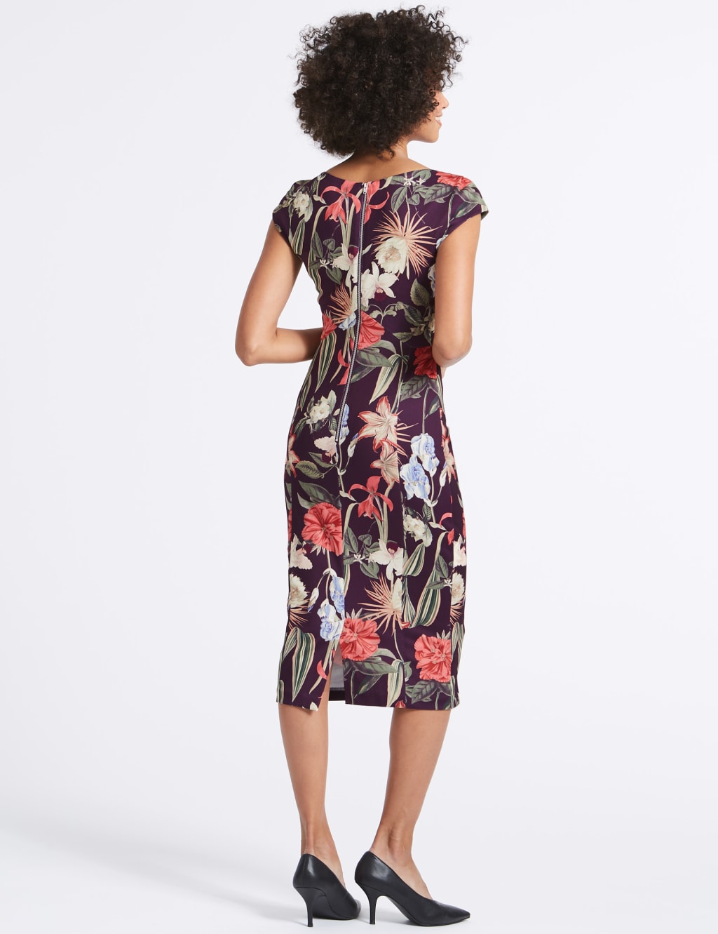Floral Print Asymmetric Bodycon Midi Dress 5 of 5