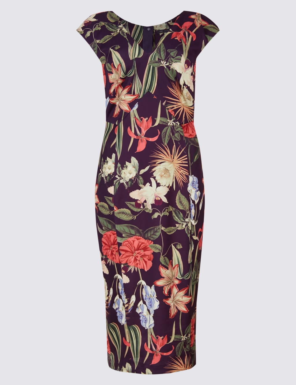 Floral Print Asymmetric Bodycon Midi Dress 2 of 5