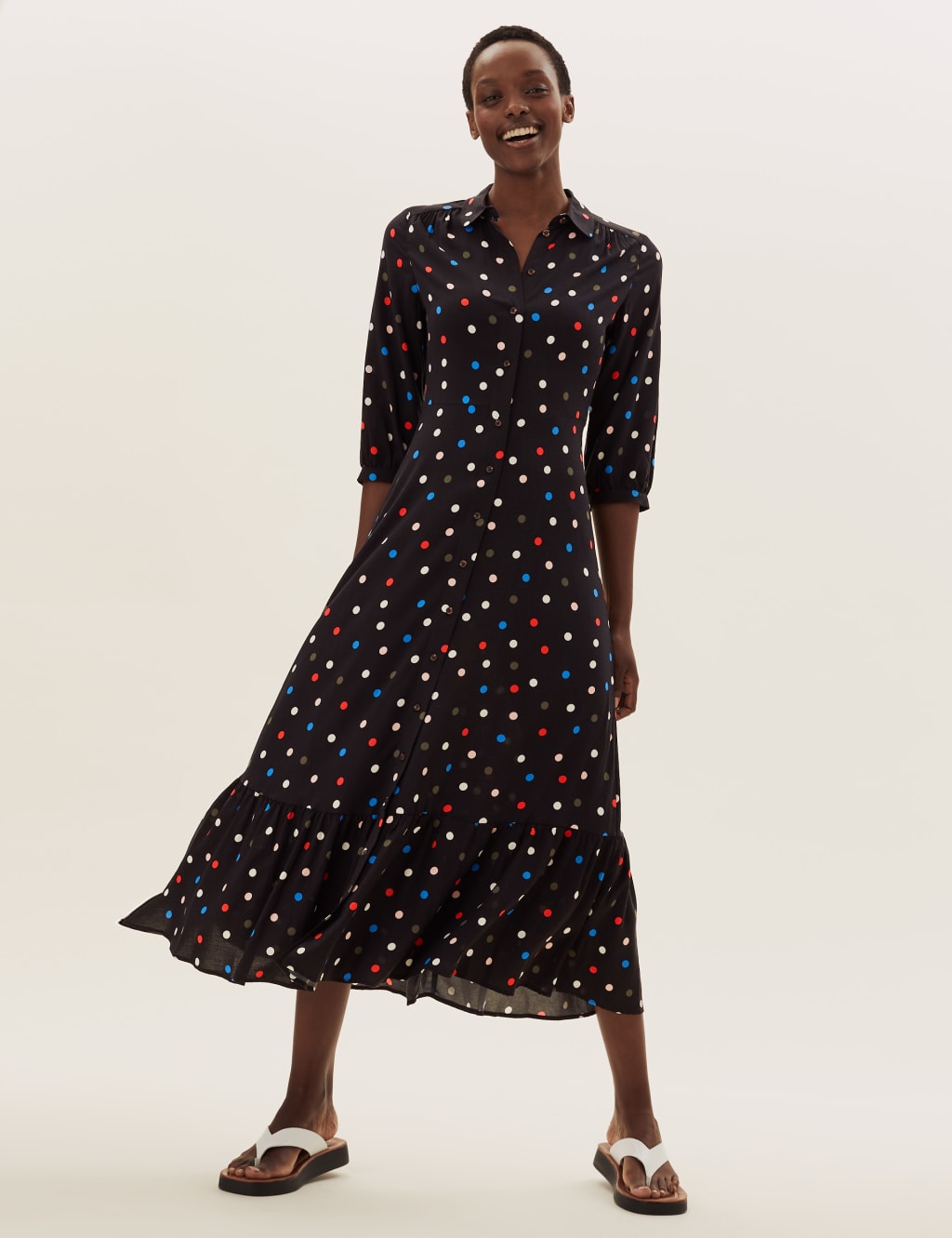 Topshop polka dot shirt dress top