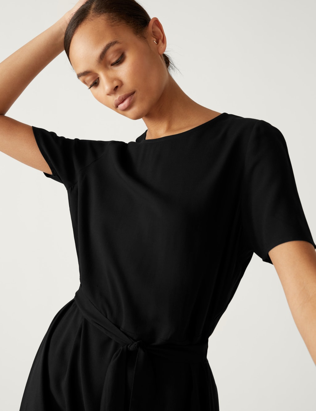 Round Neck Tie Waist Mini Tea Dress 3 of 5