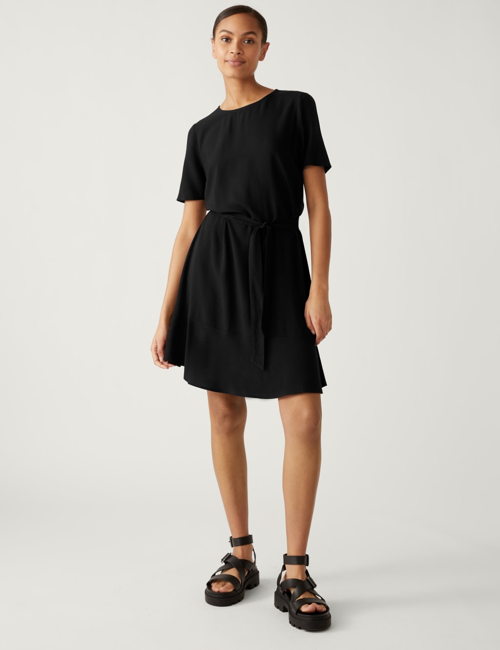 Round Neck Tie Waist Mini Tea Dress 4 of 5