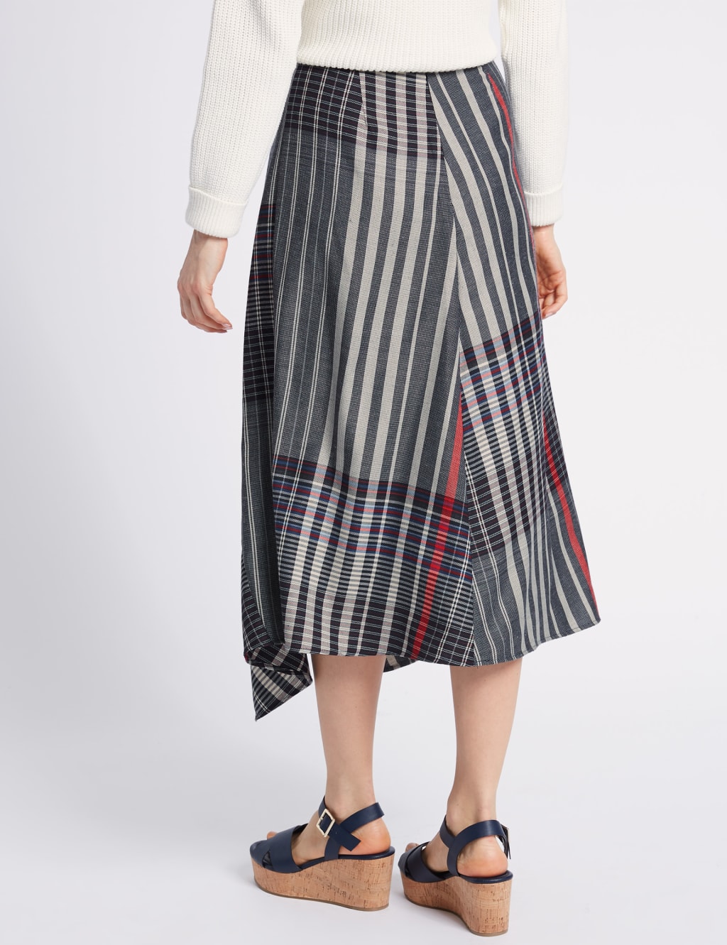 Asymmetric Checked Wrap Midi Skirt 4 of 5