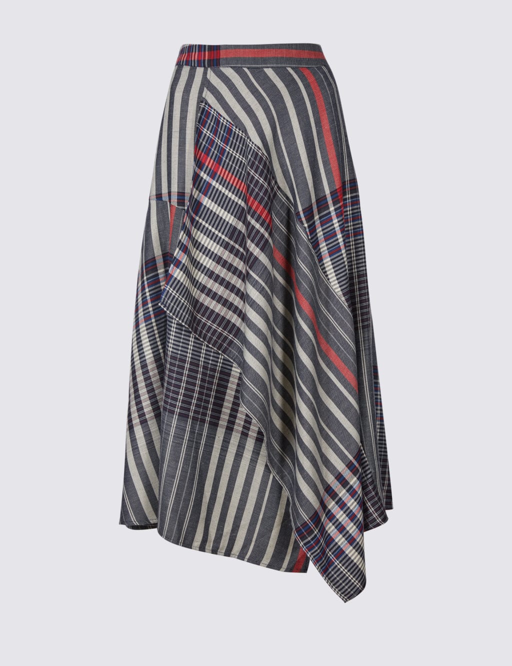 Asymmetric Checked Wrap Midi Skirt 2 of 5