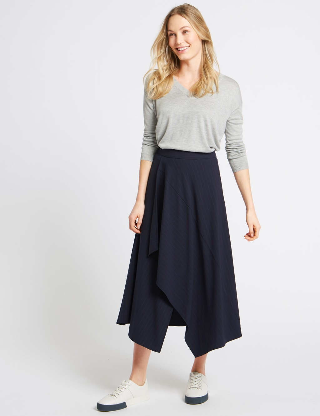 Deconstructed Stripe Wrap Midi Skirt 1 of 5
