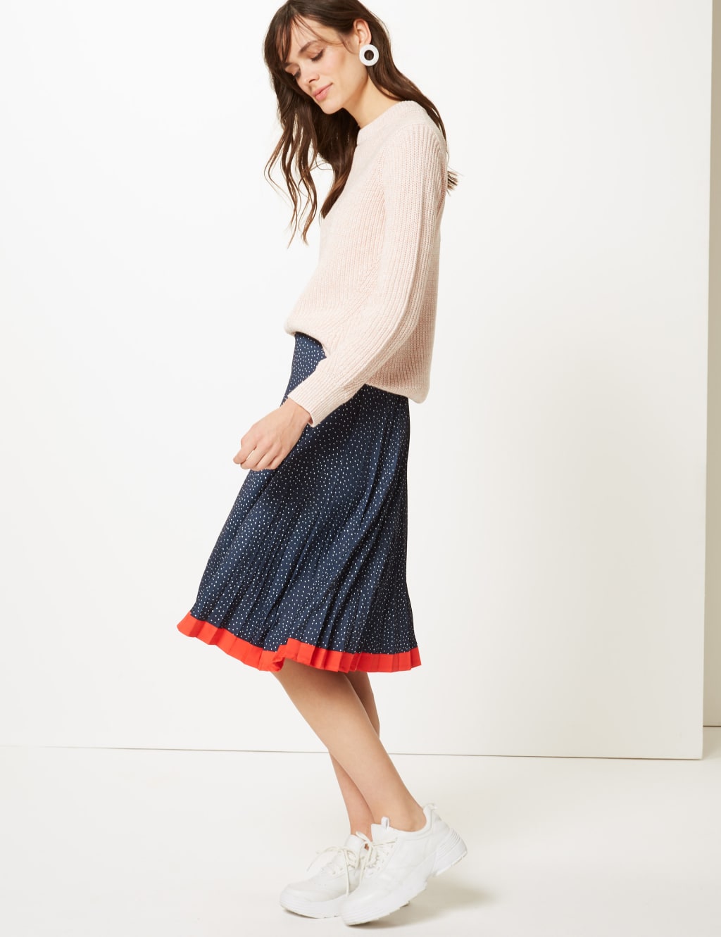 Polka dot skirt m&s top