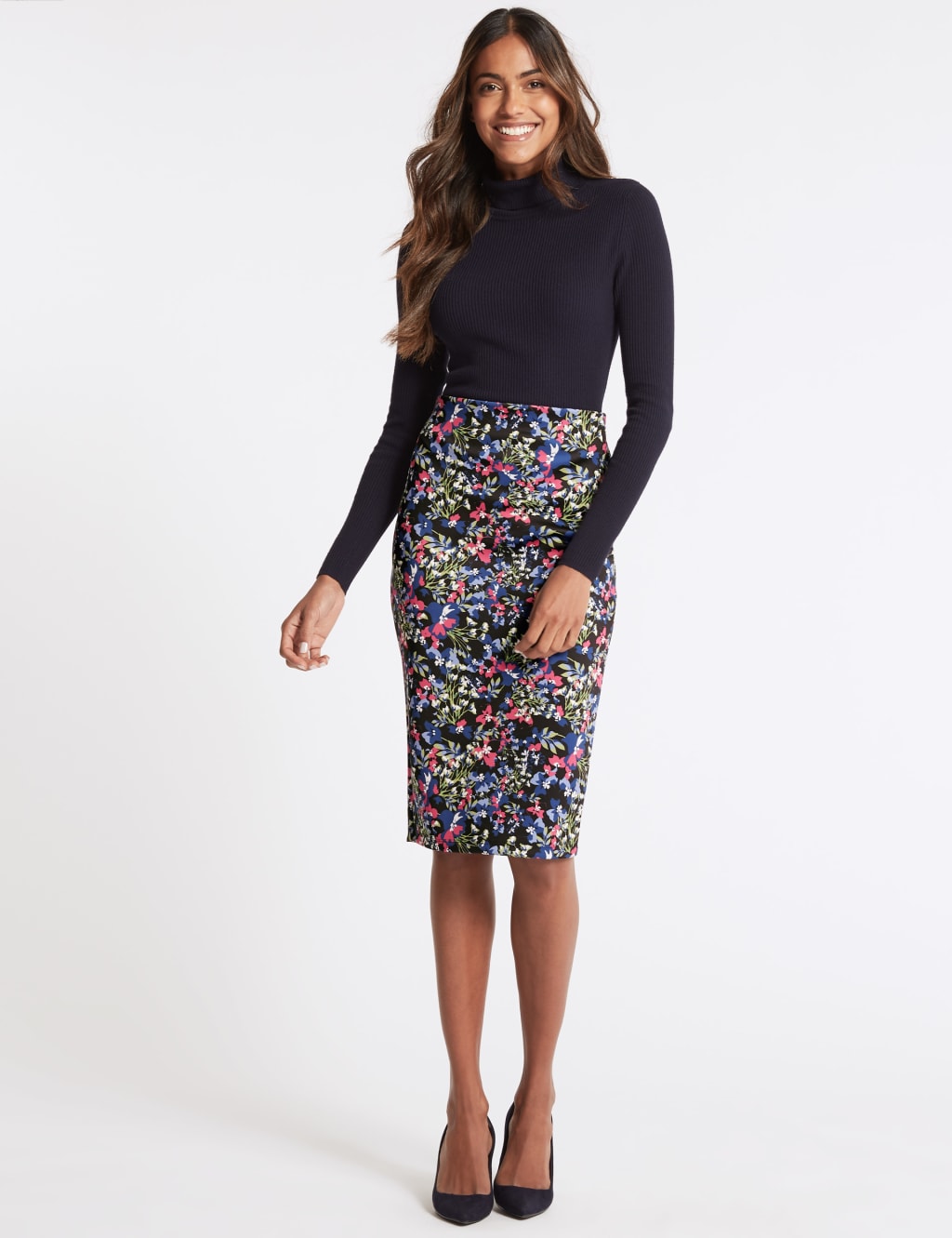 Floral Print Pencil Skirt 1 of 6