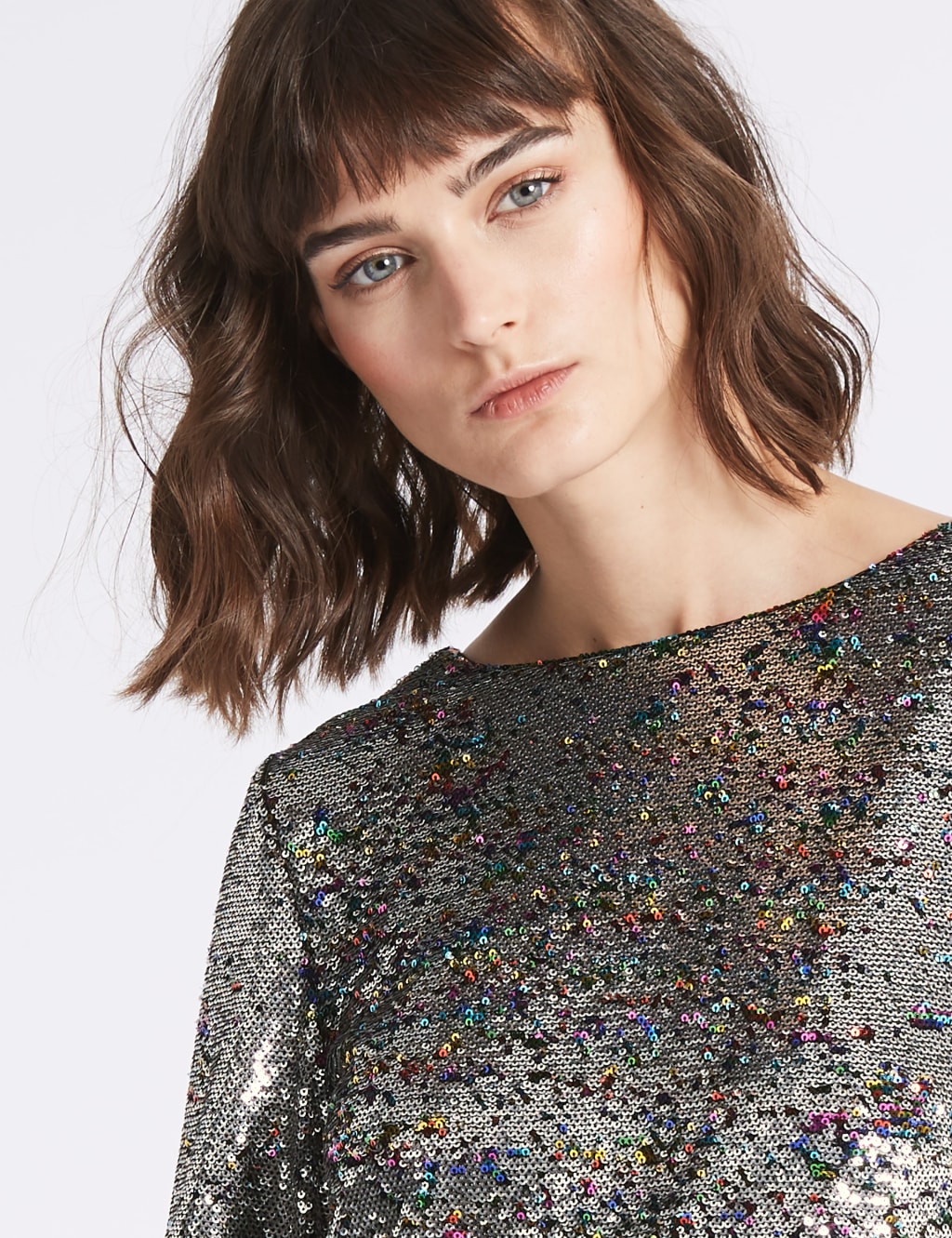 Sequin Long Sleeve Shift Dress Limited Edition M S