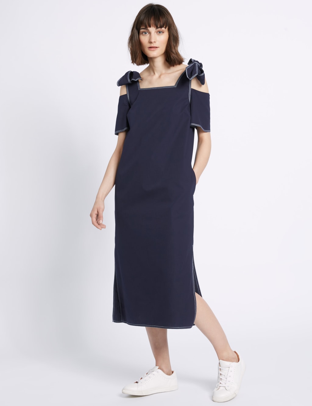Cold shoulder cotton dress outlet