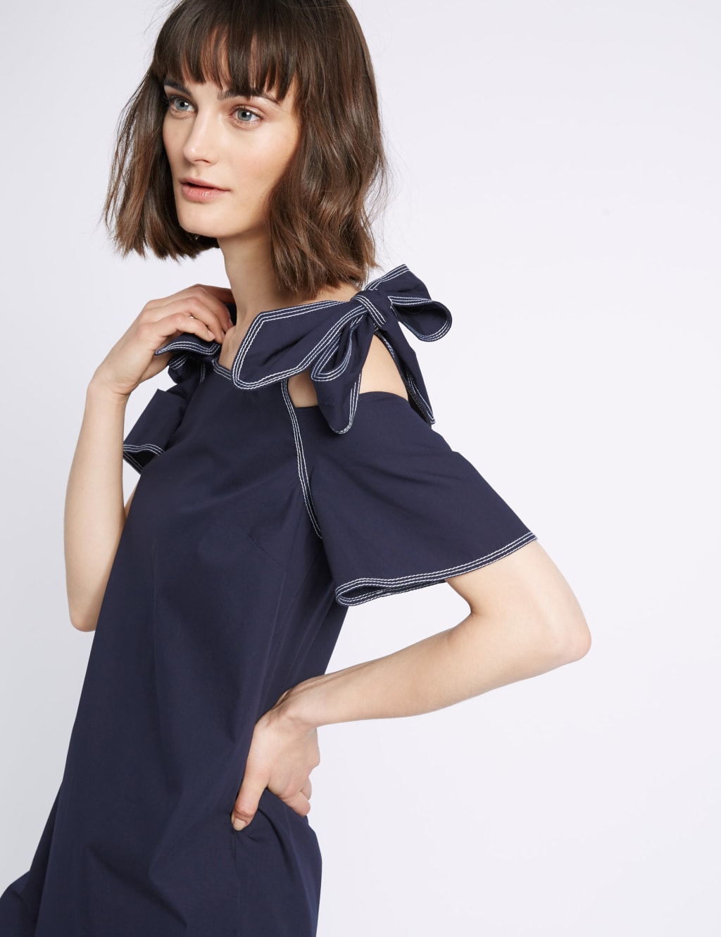 Pure Cotton Cold Shoulder Midi Dress Limited Edition M S