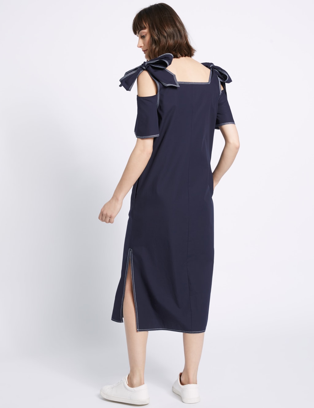Pure Cotton Cold Shoulder Midi Dress 4 of 5