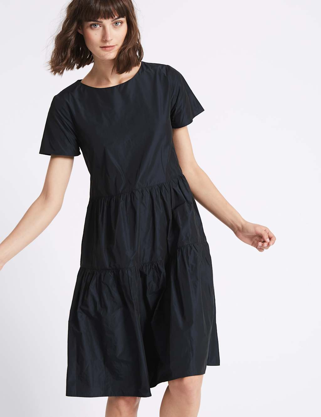 Tiered Taffeta Swing Midi Dress 3 of 4