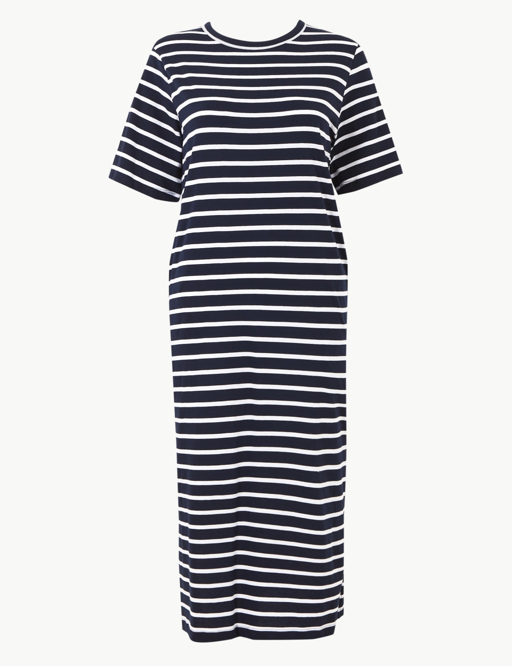 Pure Cotton Striped T Shirt Midi Dress M S Collection M S