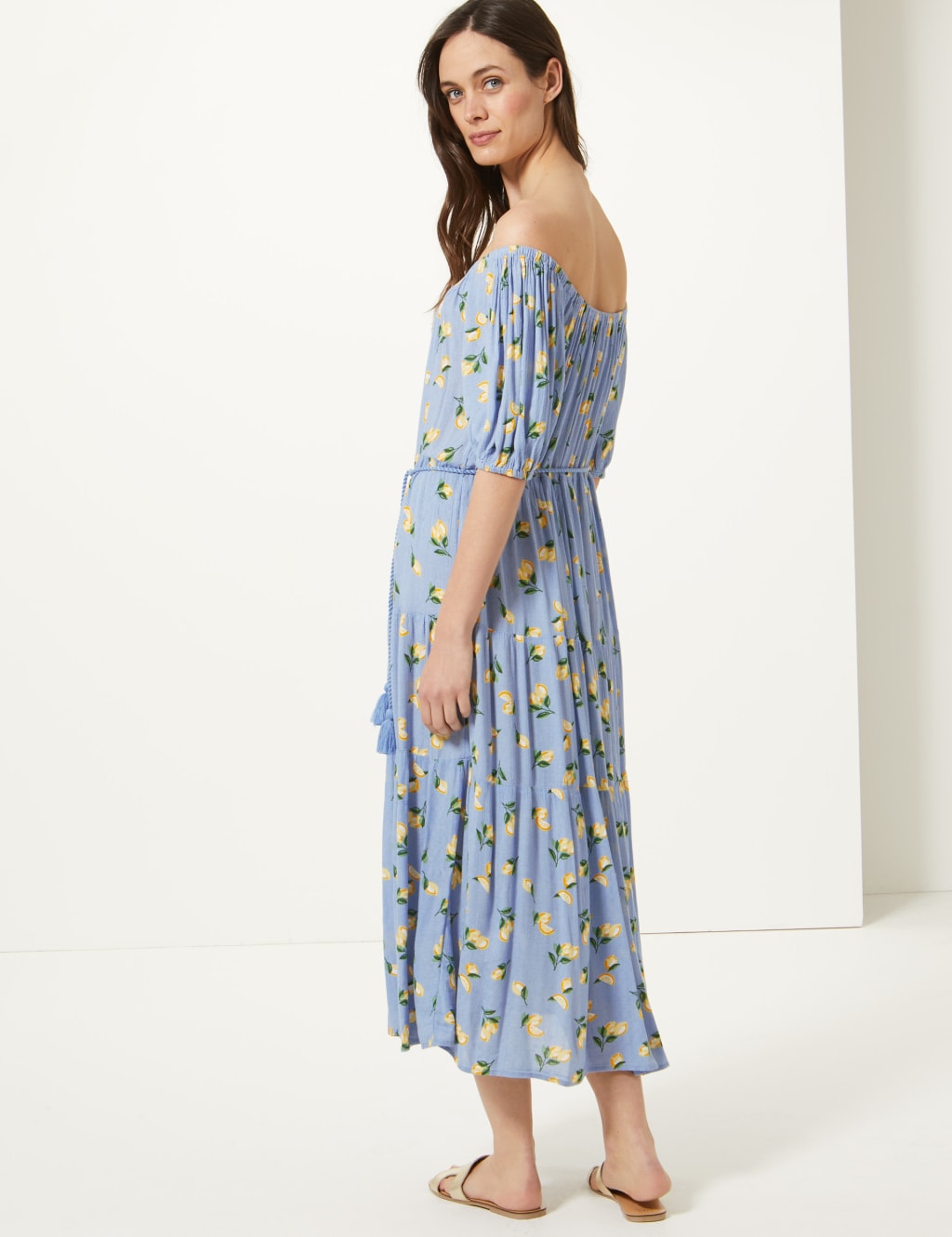 Lemon Print Waisted Midi Dress 4 of 4