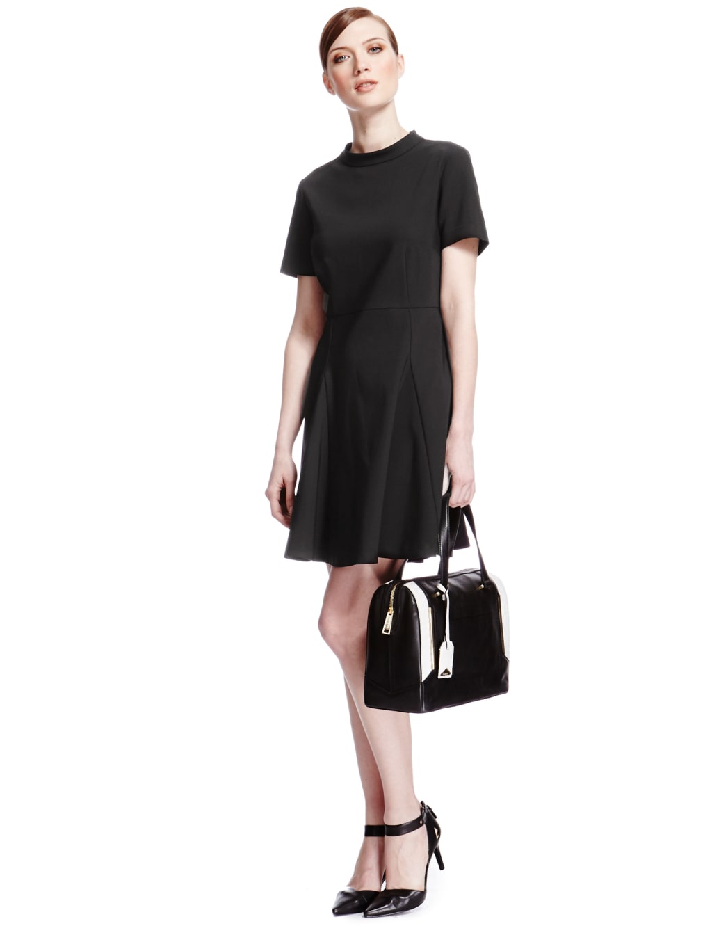Panelled Short Sleeve Skater Dress 4 of 5