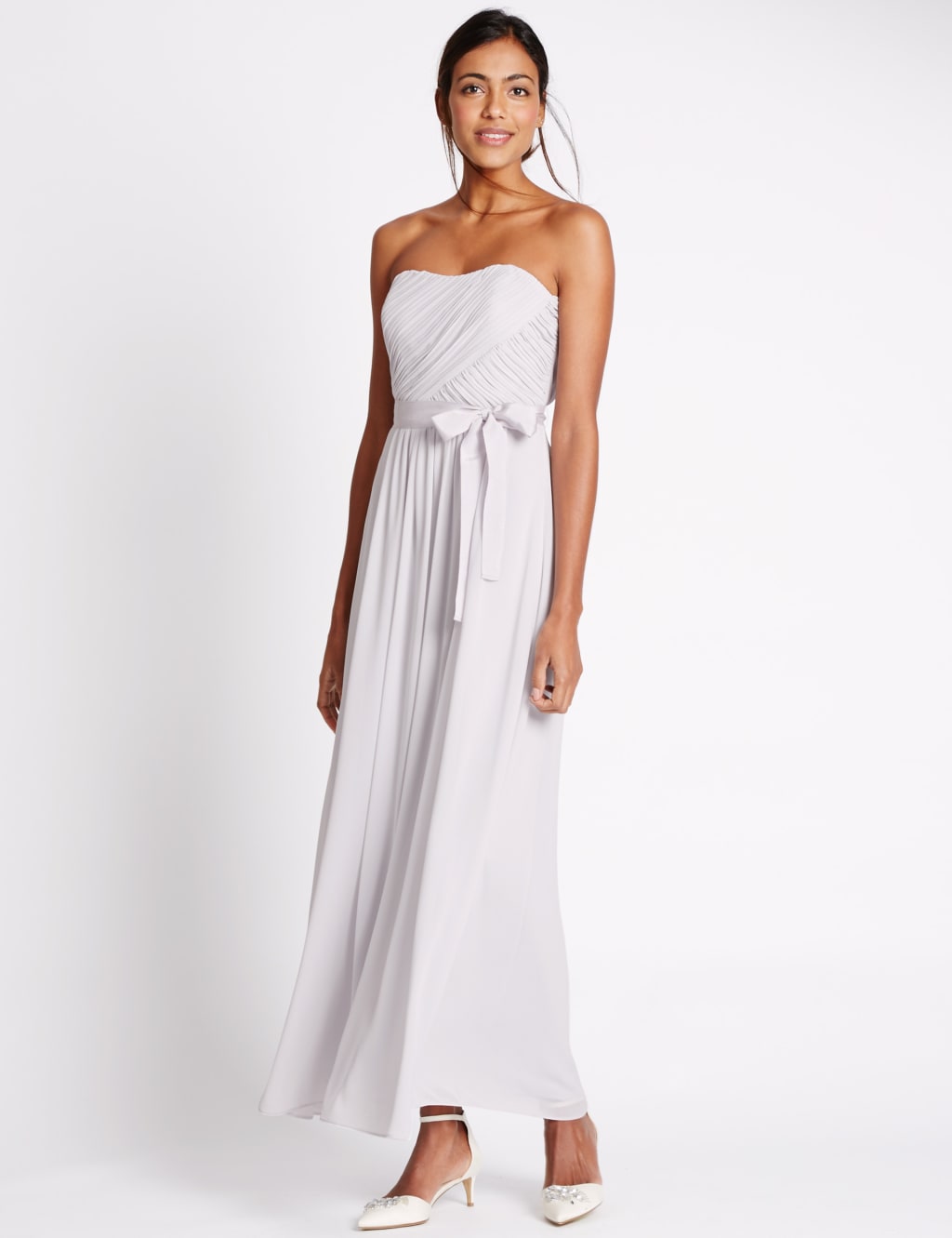 Detachable Straps Pleated Maxi Dress M S Collection M S
