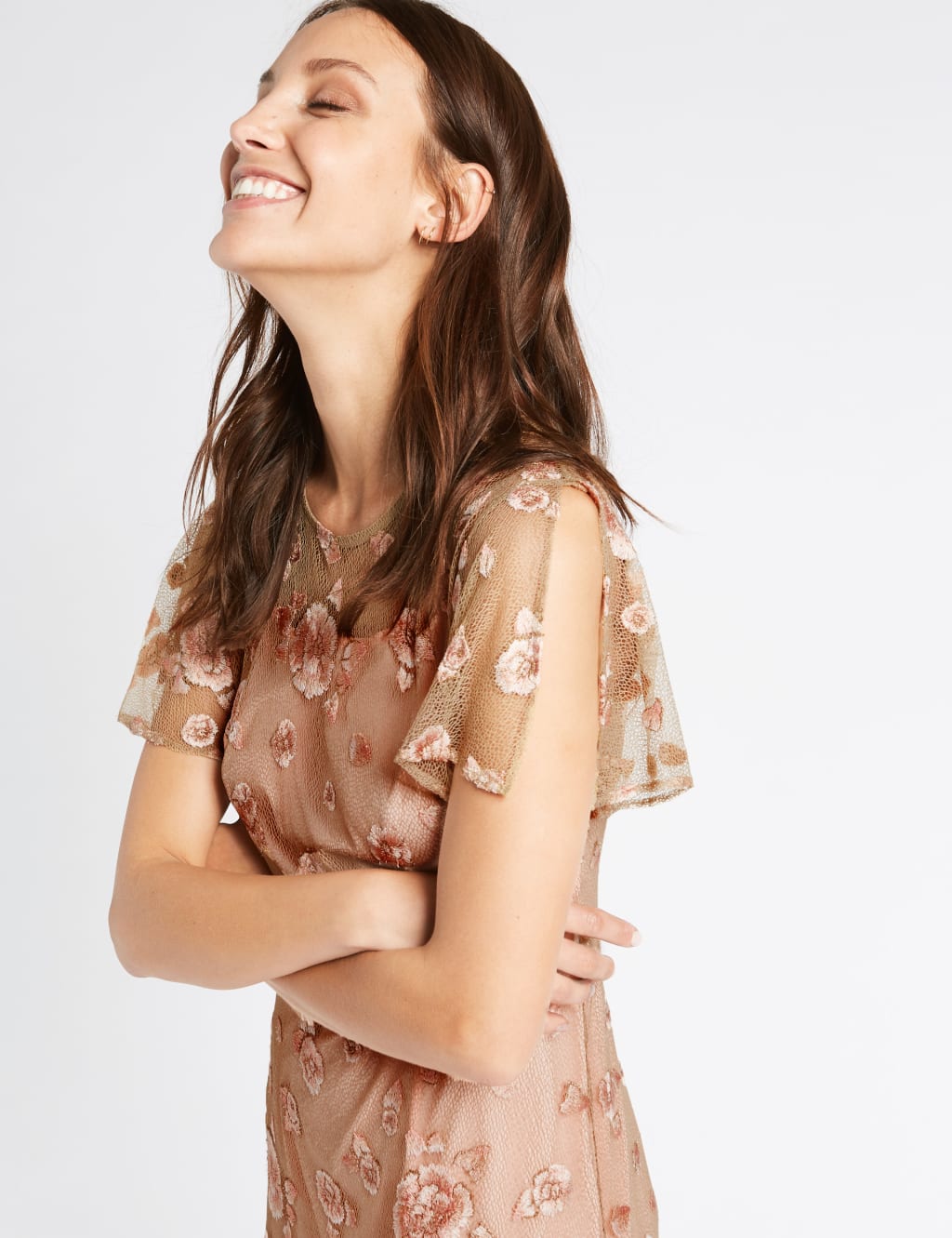Embroidered Short Sleeve Midi Dress 5 of 5