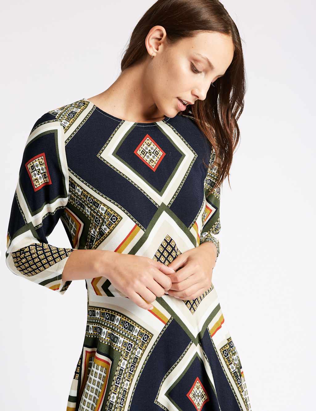 Asymmetric Fuller Bust Skater Midi Dress 5 of 5