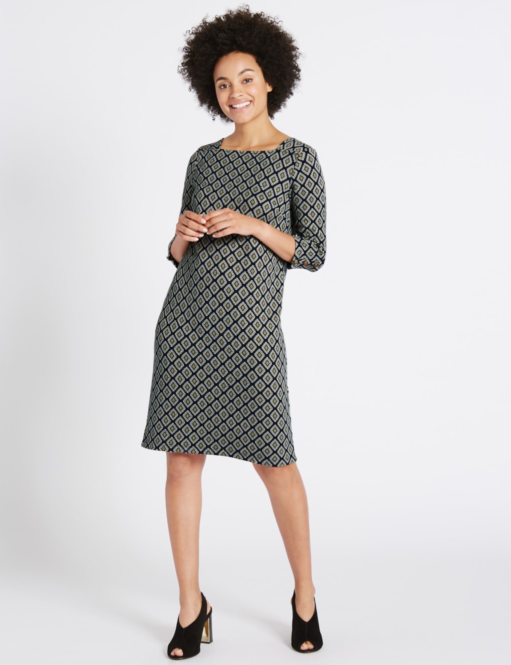 Cotton Rich Jacquard Print Tunic Midi Dress M S Collection M S