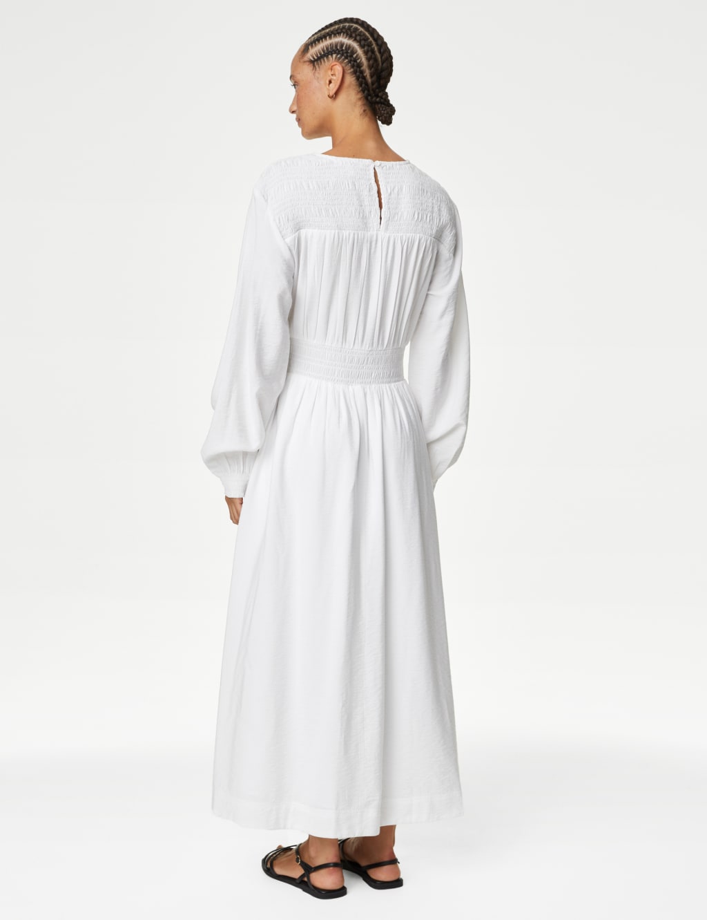 Round Neck Ruched Midi Waisted Dress 4 of 4