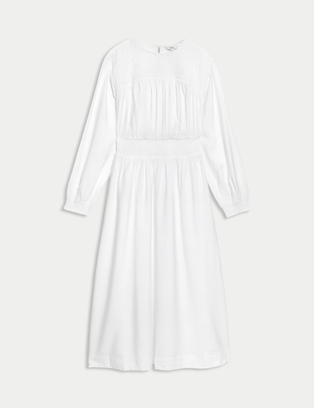 Round Neck Ruched Midi Waisted Dress 2 of 4
