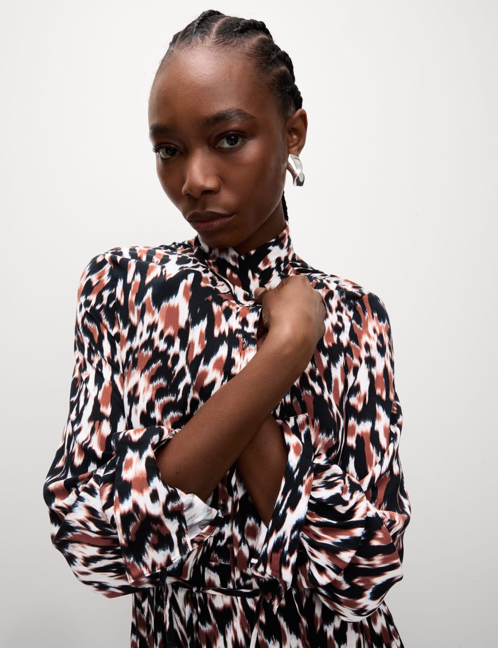 Printed Tie Waist Midi Shirt Dress M S Collection M S
