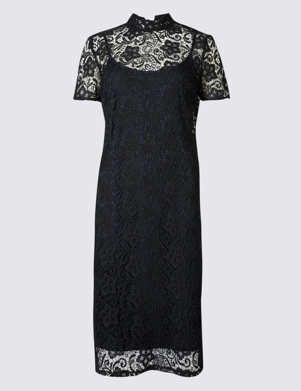 Floral Lace Short Sleeve Bodycon Dress 1 of 2