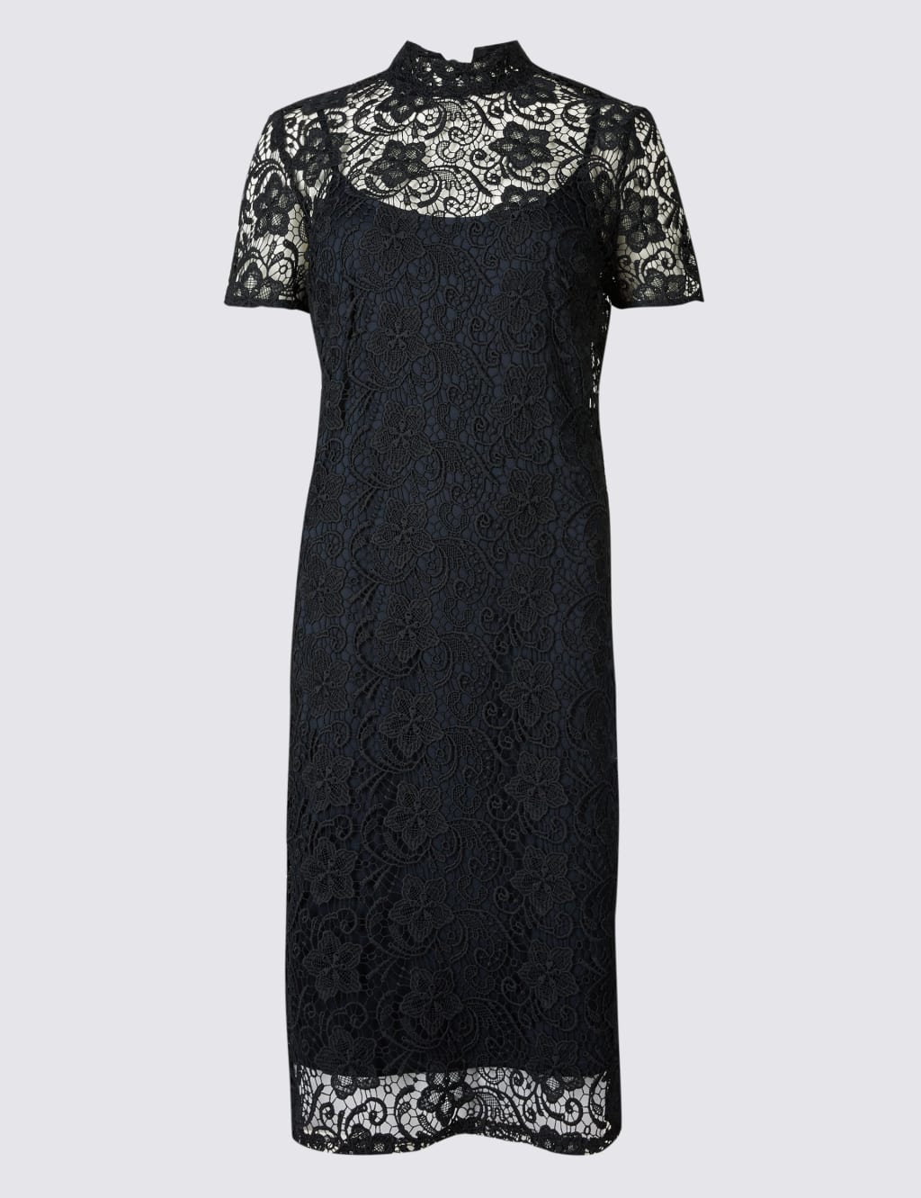 Floral Lace Short Sleeve Bodycon Dress 2 of 2