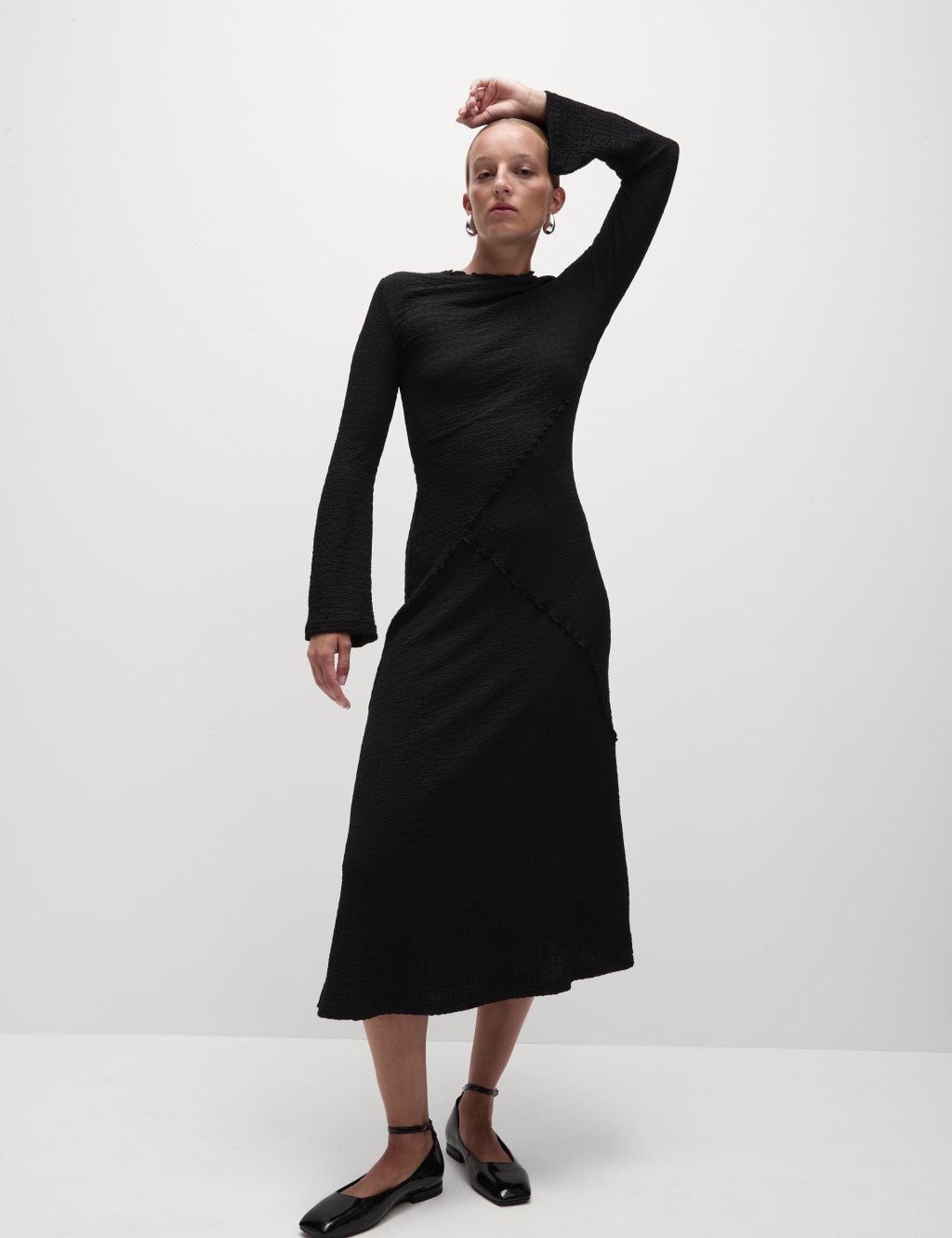 Jersey Textured Midaxi Relaxed Skater Dress M S Collection M S