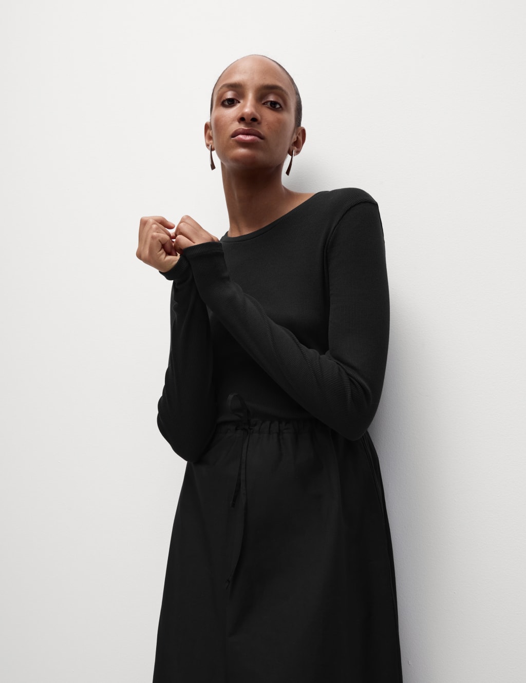 Cotton Rich Midi Skater Dress M S Collection M S