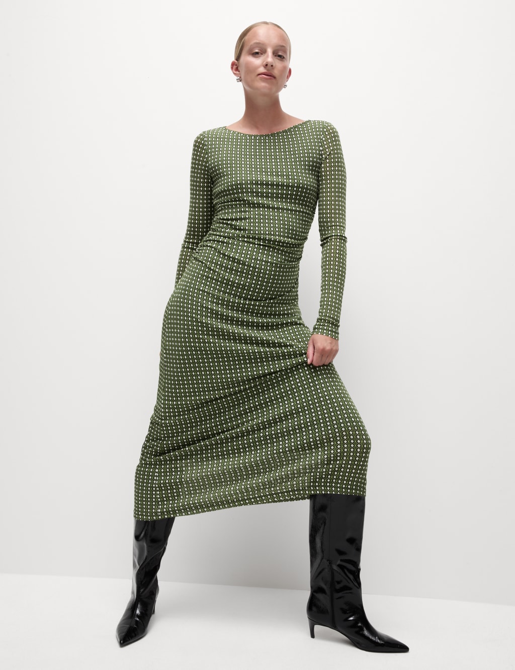 M&s green velvet dress top