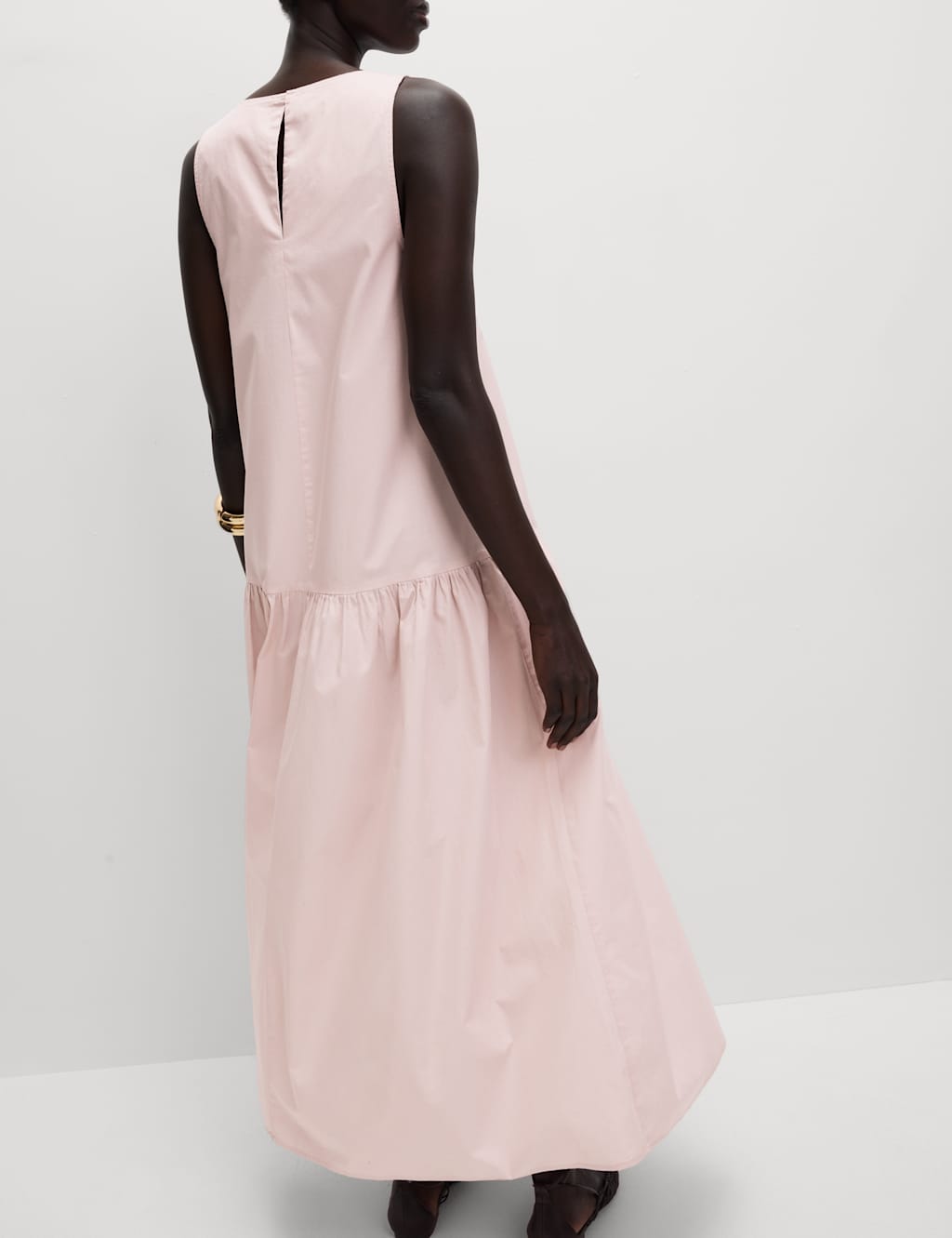 Pure Cotton Midaxi Drop Waist Tiered Dress