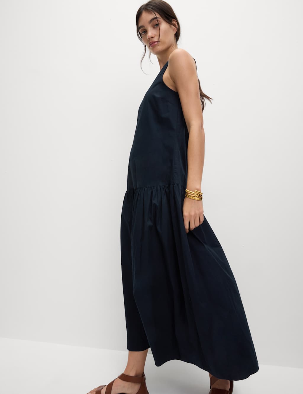 Pure Cotton Midaxi Drop Waist Tiered Dress 3 of 6