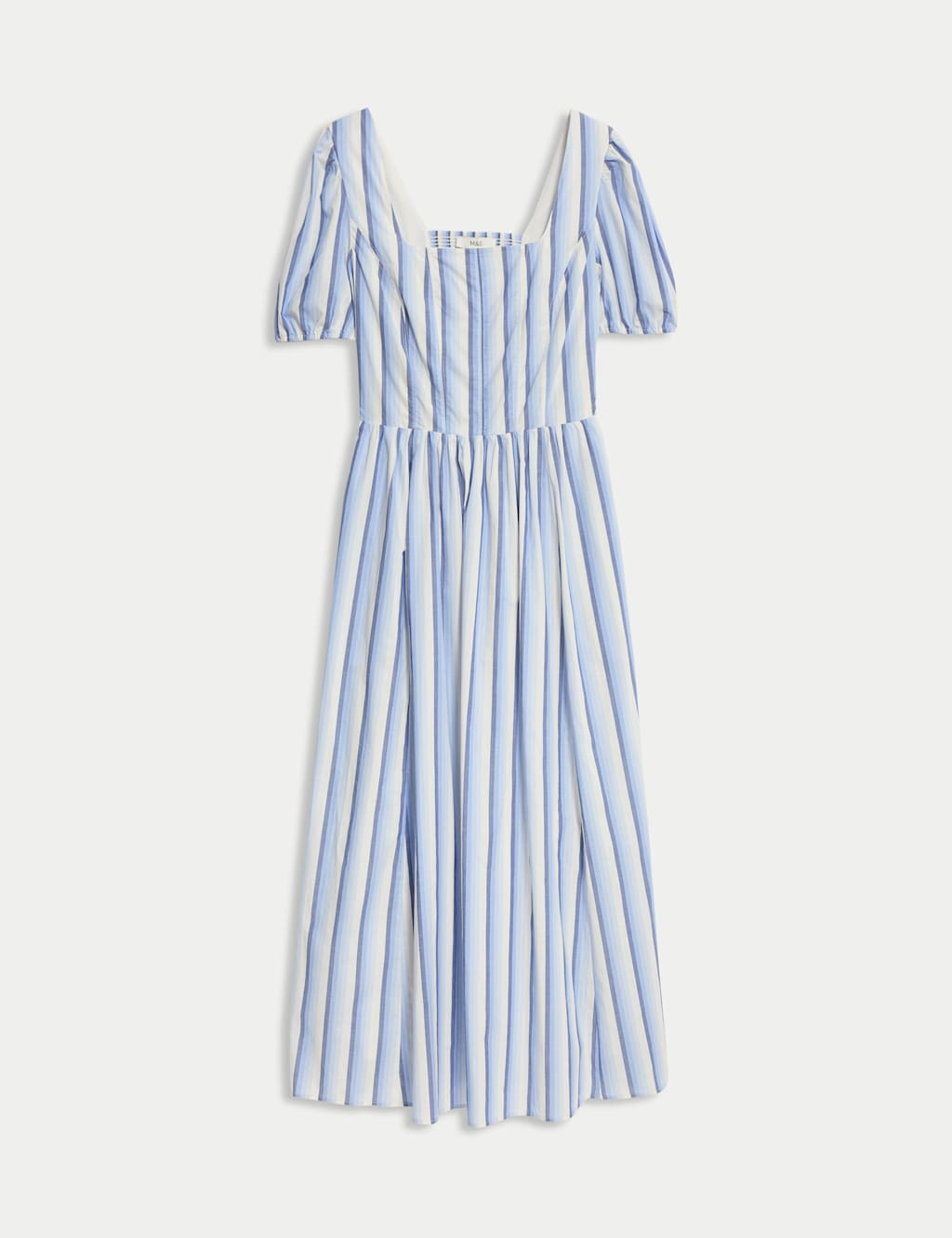Pure Cotton Striped Midi Waisted Dress 2 of 6