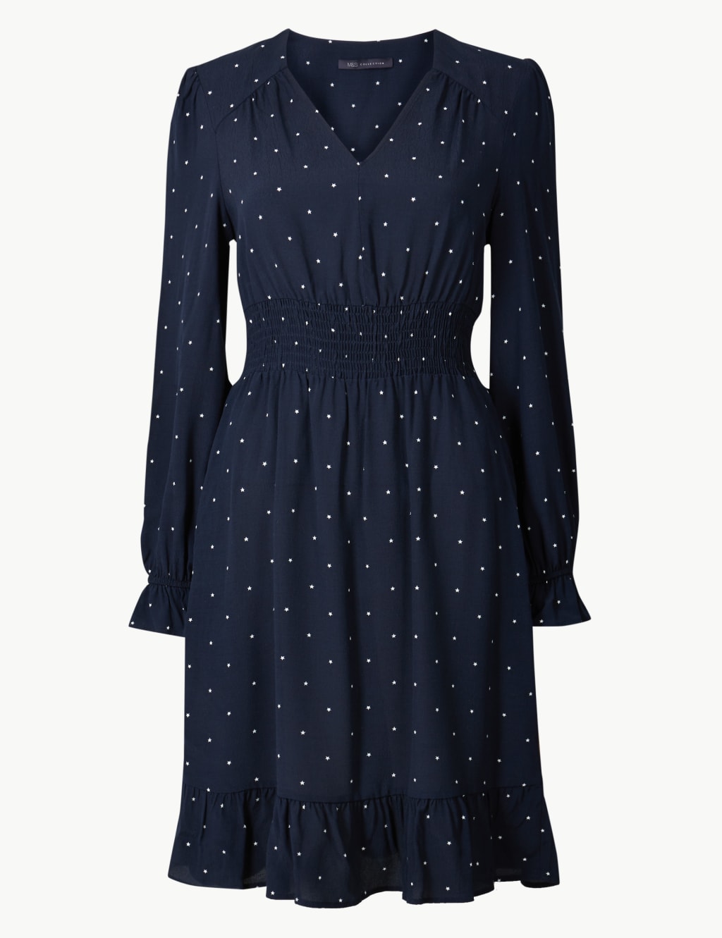Star Print Waisted Dress M S Collection M S