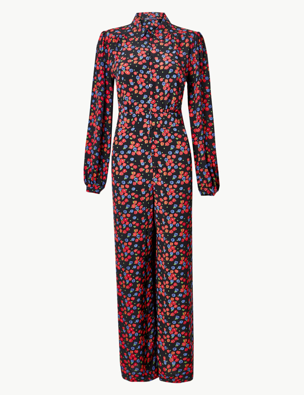 Floral Print Long Sleeve Jumpsuit M S Collection M S